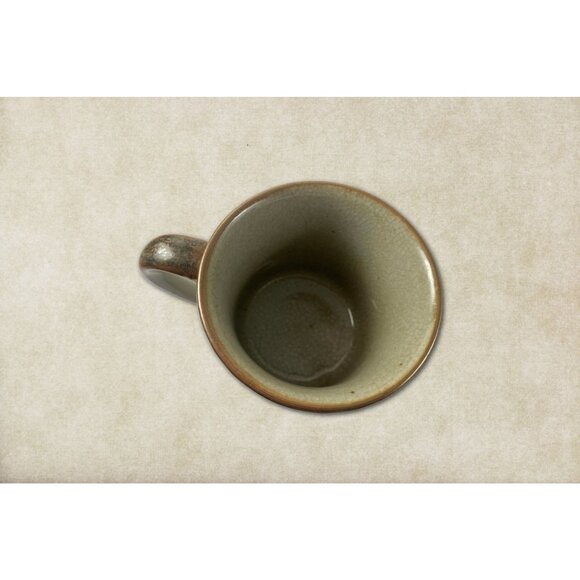 2 Vintage Handmade Blue & Brown Ceramic Mugs With Textured Wheat Pattern BOHO - Picture 4 of 4